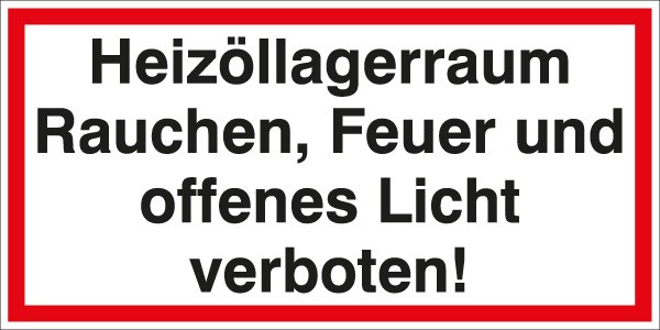 Hinweis-Aufkleber Heizöllagerraum 200x100mm