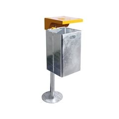 Abfallbehälter für außen, feuerverzinkt, Volumen 50 l, BxHxT 310 x 685 x 360 mm, Haube orange.