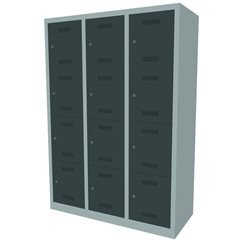 MonoBloc™ Schließfachschrank, 4 Fächer je Abteil, Breite 1200 mm, 3 Abteile, 12
