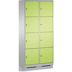 EVOLO Fächerschrank, mit Sockel, 2 Abteile, je 4 Fächer, Abteilbreite 400 mm, we