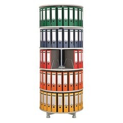 Ordner-Drehsäule, Etagen-Ø 800 mm, 5 Etagen, hellgrau.