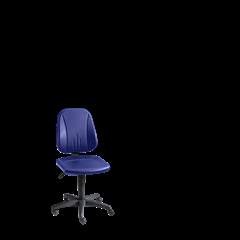 Arbeitsdrehstuhl, mit Gasfeder-Höhenverstellung, Kunstlederbezug, blau, mit Rollen.