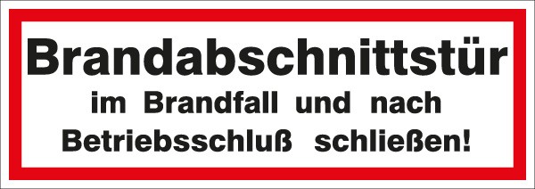 Hinweis-Aufkleber Brandabschnittstür 297x105mm