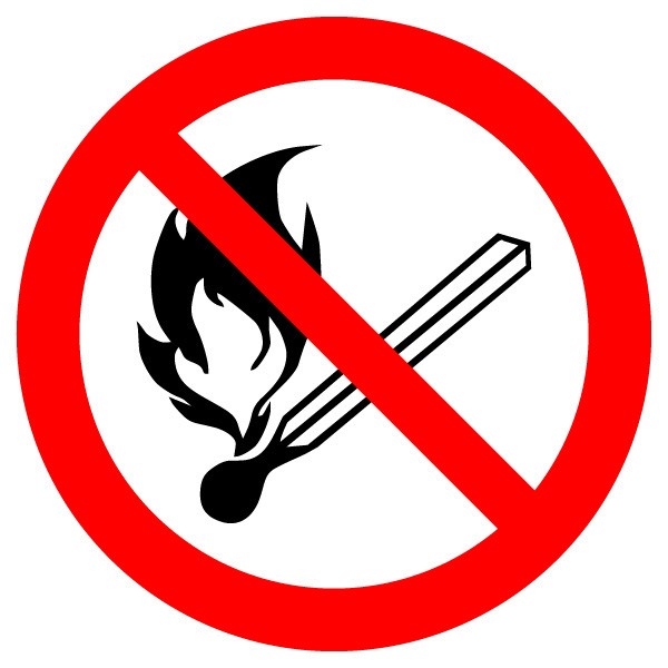 Verbotsschild Feuer + offenes Licht dm. 200/1.5mm