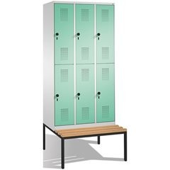 EVOLO Garderobenschrank, doppelstöckig, mit Sitzbank, 3 Abteile, je 2 Fächer, Ab