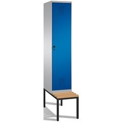 EVOLO Garderobenschrank, mit Sitzbank, 1 Abteil, Abteilbreite 400 mm, weißalumin