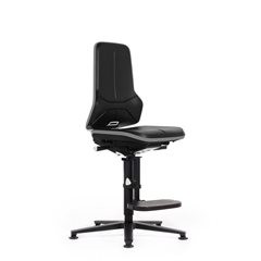 NEON Arbeitsdrehstuhl ESD, Gleiter, Aufstiegshilfe, Permanentkontakt, PU-Schaum, Flexband grau.