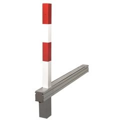 Sperrpfosten, Modell B, mit Dreikantverschluss, schwarz-gelb.