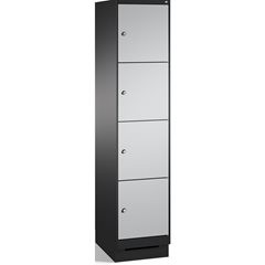 EVOLO Fächerschrank, mit Sockel, 1 Abteil, 4 Fächer, Abteilbreite 400 mm, schwar