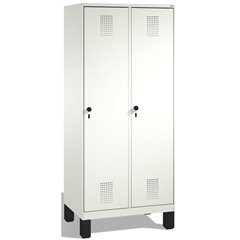 EVOLO Garderobenschrank, mit Füßen, 2 Abteile, Abteilbreite 400 mm, verkehrsweiß