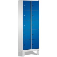 EVOLO Fächerschrank, mit Füßen, 2 Abteile, je 5 Fächer, Abteilbreite 300 mm, lic