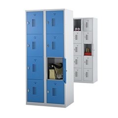 4er-Schließfachschrank Amsterdam, 2 Abteile, lichtgrau / basaltgrau, B 800 mm, 8 Fächer, Drehriegel.