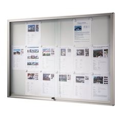 Schiebetür-Schaukasten, BxH 1970 x 970 mm, Kapazität 27 x DIN A4.