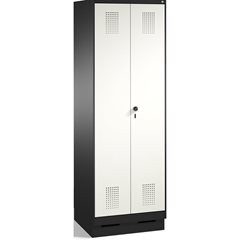 EVOLO Raumpflege-/Geräteschrank, verkürzte Trennwand, 6 Haken, Abteile 2 x 300 m