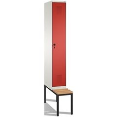 EVOLO Garderobenschrank, mit Sitzbank, 1 Abteil, Abteilbreite 300 mm, reinweiß /