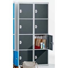 4er-Schließfachschrank Venlo, 1 Abteil, lichtgrau / basaltgrau, Breite 450 mm, Grundelement, Zylinde