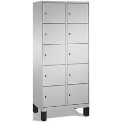 EVOLO Fächerschrank, mit Füßen, 2 Abteile, je 5 Fächer, Abteilbreite 400 mm, wei