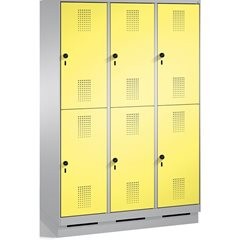 EVOLO Garderobenschrank, doppelstöckig, mit Sockel, 3 Abteile, je 2 Fächer, Abte