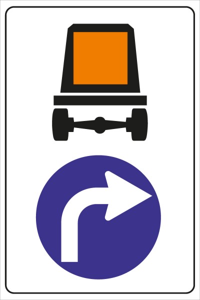 §52/15a*c Vorgeschriebene Fahrtrichung für Fahrzeuge mit gefährlichen Gütern | flaches Verkehrszeich
