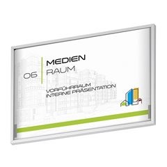 MADRID Silver Line™ Türschild, HxB 105,5 x 150,5 mm, DIN A6 quer, Sichtformat, H