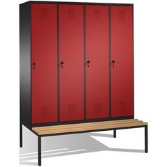EVOLO Garderobenschrank, mit Sitzbank, 4 Abteile, Abteilbreite 400 mm, schwarzgr