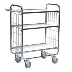 Verzinkter Etagenwagen, 3 Böden, LxBxH 945 x 470 x 1120 mm, 4 Rollen.