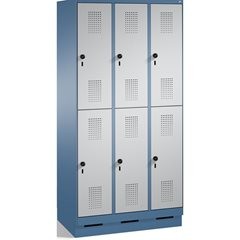 EVOLO Garderobenschrank, doppelstöckig, mit Sockel, 3 Abteile, je 2 Fächer, Abte