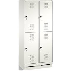 EVOLO Garderobenschrank, doppelstöckig, mit Sockel, 2 Abteile, je 2 Fächer, Abte