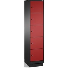EVOLO Fächerschrank, mit Sockel, 1 Abteil, 5 Fächer, Abteilbreite 400 mm, schwar