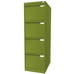 Hängeregistraturschrank, 1-bahnig, 4 Schübe, DIN A4, grün.