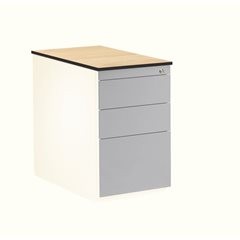 Schubladencontainer, HxT 708 x 800 mm, 2 Materialschübe, 1 Hängeregistratur, reinweiß / weißaluminiu