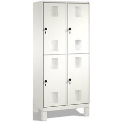 EVOLO Garderobenschrank, doppelstöckig, mit Füßen, 2 Abteile, je 2 Fächer, Abtei