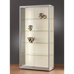 Vitrine mit LED-Beleuchtung, Höhe 1972 mm, mit Schiebetüren, Breite 1000 mm, ohne Unterschrank.