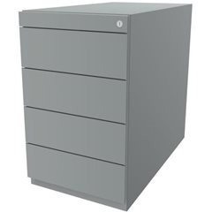 Standcontainer Note™, mit 4 Universalschubladen, Tiefe 775 mm, silber.