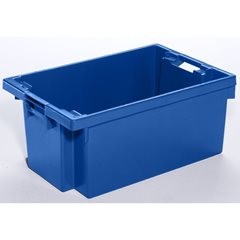 Drehstapelbehälter aus HDPE, Volumen 40 l, Wände und Boden durchbrochen, grau.