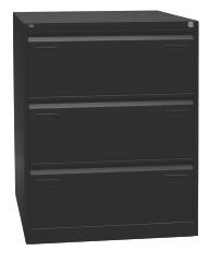 Hängeregistraturschrank LIGHT, 2-bahnig, 3 Schübe, DIN A4, schwarz.