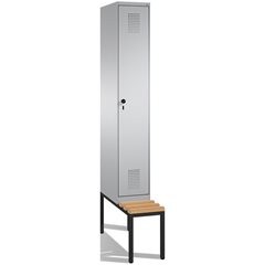 EVOLO Garderobenschrank, mit Sitzbank, 1 Abteil, Abteilbreite 300 mm, weißalumin