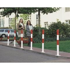 Sperrpfosten Morion, zum Aufdübeln, Ø 90 mm, rot-weiß lackiert.