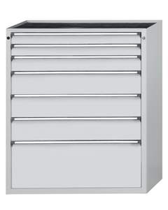 Schubladenschrank, BxT 1060 x 675 mm, Schubladentraglast 100 kg, 7 Schubladen, Höhe 1280 mm, Front e