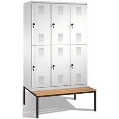EVOLO Garderobenschrank, doppelstöckig, mit Sitzbank, 3 Abteile, je 2 Fächer, Ab