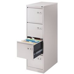 Hängeregistraturschrank LIGHT, 1-bahnig, 4 Schübe, DIN A4 quer, lichtgrau, ab 2