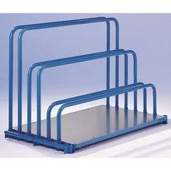 Plattenständer ohne Bügel, mit vorgebauter Einschubrolle, für max. 7 Einsteckbügel, Zinkblech.