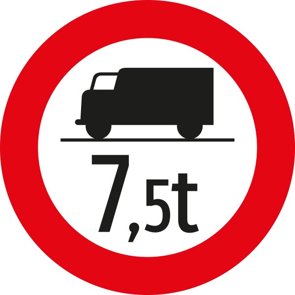§52/7a Fahrverbot für LKW mit ...t Gewichtsangabe | flaches Verkehrszeichen