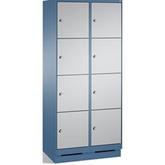 EVOLO Fächerschrank, mit Sockel, 2 Abteile, je 4 Fächer, Abteilbreite 400 mm, fe