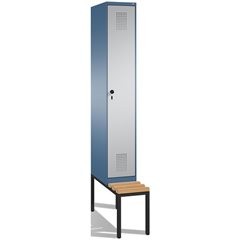 EVOLO Garderobenschrank, mit Sitzbank, 1 Abteil, Abteilbreite 300 mm, fernblau /