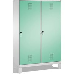 EVOLO Garderobenschrank, Tür über 2 Abteile, mit Füßen, 4 Abteile, 2 Türen, Abte