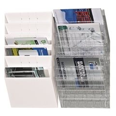 Wandprospektspender, Querformat, 6 x DIN A4, VE 2 Stk, weiß.