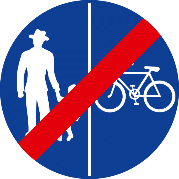 §52/17a/d Ende eines Geh- u Radwegs getrennt; Fußg links, Rad rechts URP I Scotchlite Typ1 | Umrandu