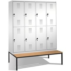 EVOLO Garderobenschrank, doppelstöckig, mit Sitzbank, 4 Abteile, je 2 Fächer, Ab