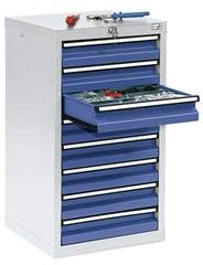 Schubladenschrank, HxBxT 900 x 500 x 500 mm, 8 Schubladen 100 mm hoch, Korpus lichtgrau, Schubladen